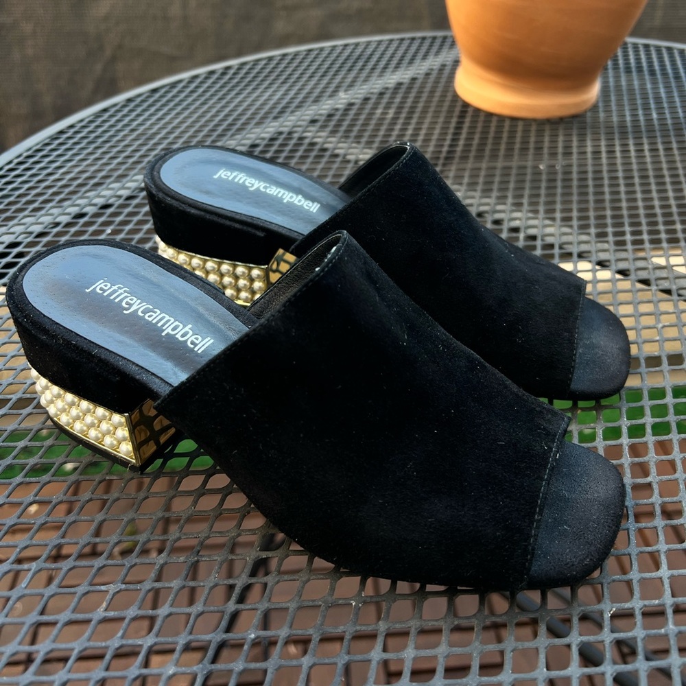 Jeffrey Campbell Black Suede Teseida Open Toe Mule